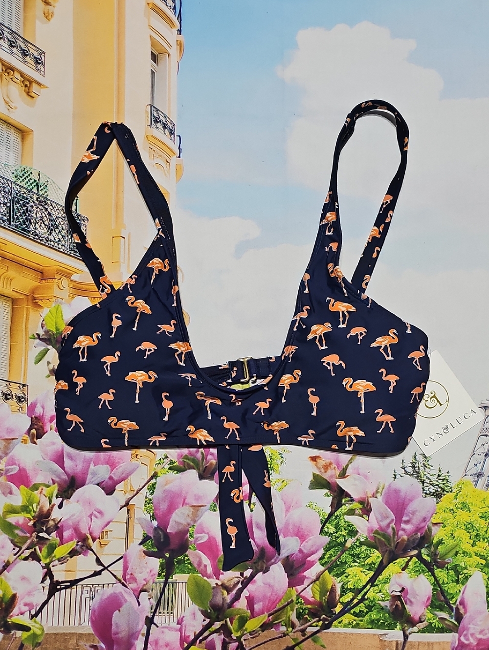 Cyn & Luca Flamingo Blue And Orange Bikini Bra Size XL‎ New